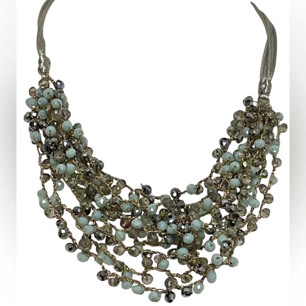 Rush By Denis & Charles Necklace Multi Strands Glass and Crystal Beads